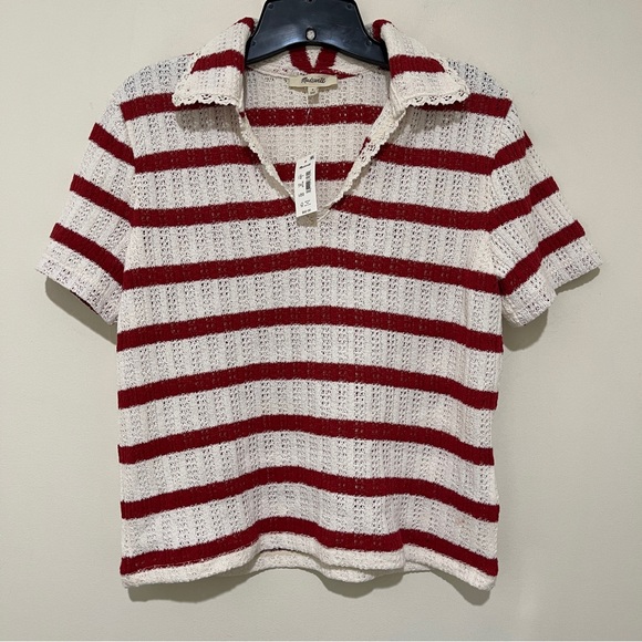 Madewell Sweaters - Madewell Red and White Striped Knit Top